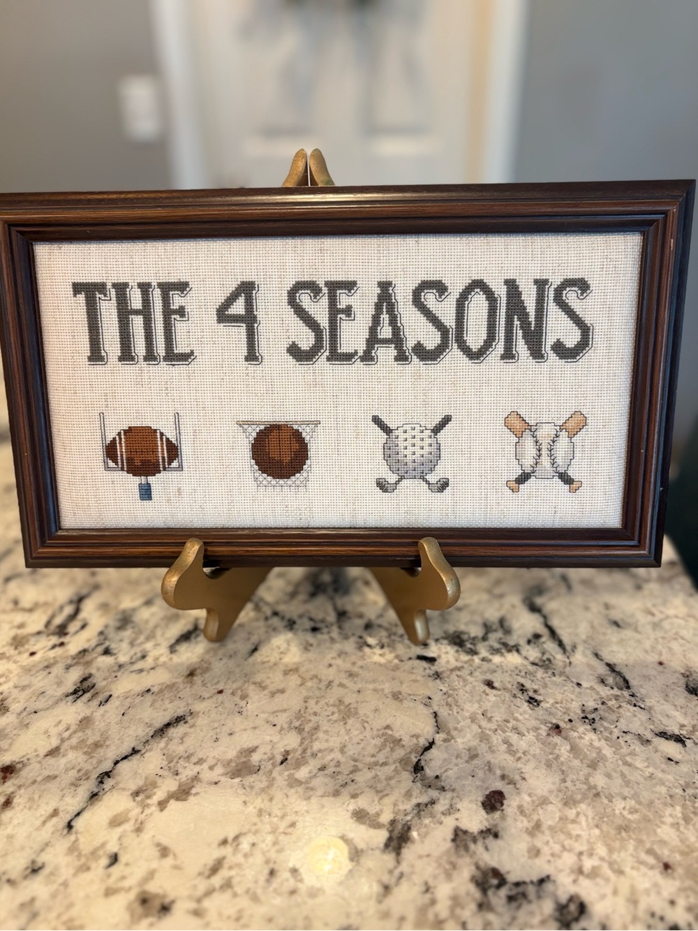 Handmade The 4 Seasons Sports Cross Stitch Framed Wall Art
